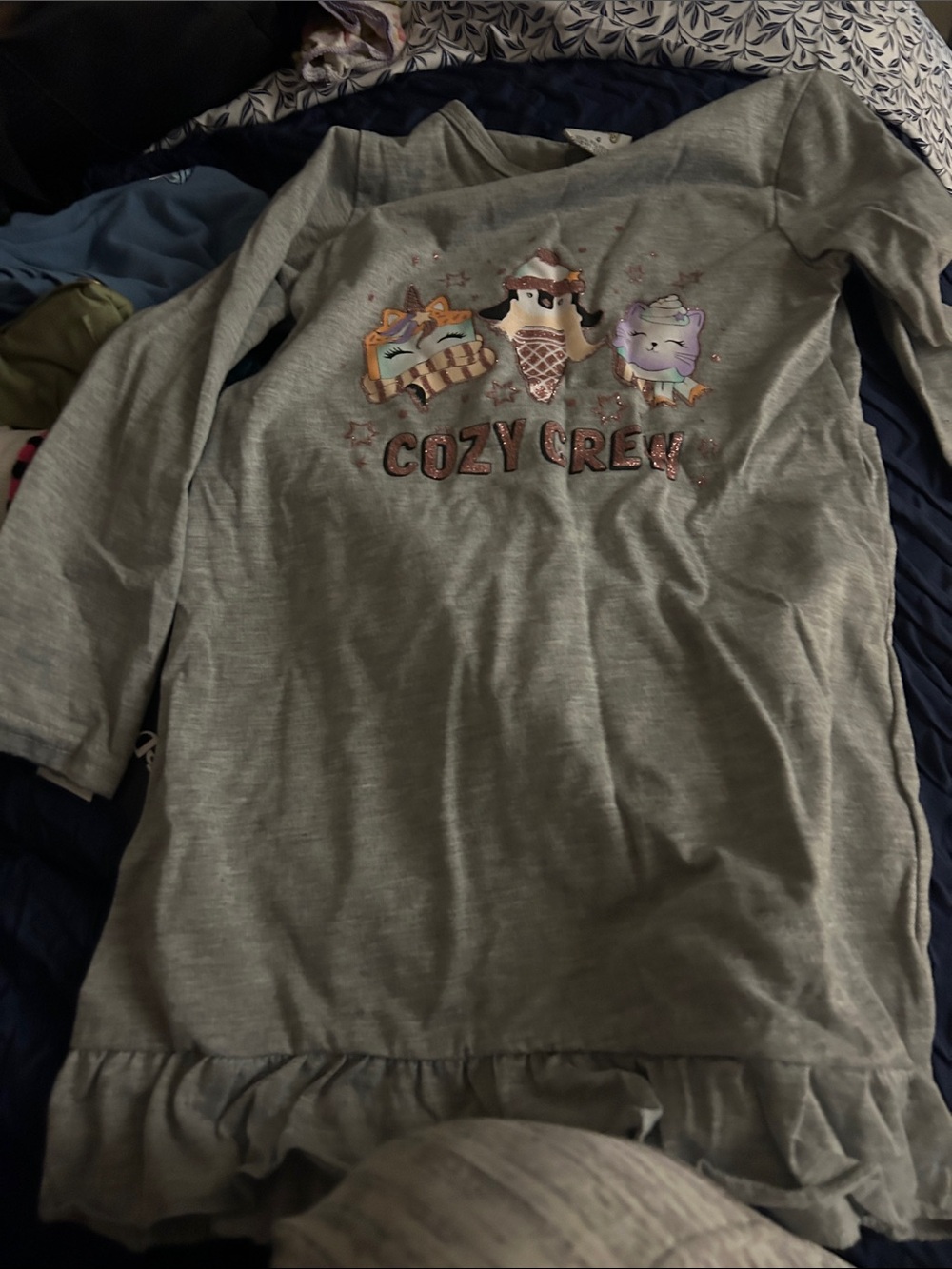 Cozy Crew Gray Girls' Nightgown - Character Print